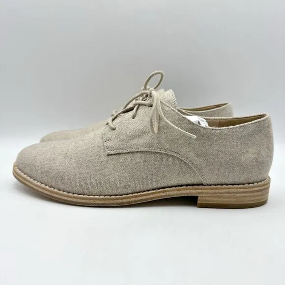 Eileen Fisher Womens Harlow Oxford Shoes US 7.5 M EU 38 Beige Oat Fabric NIB