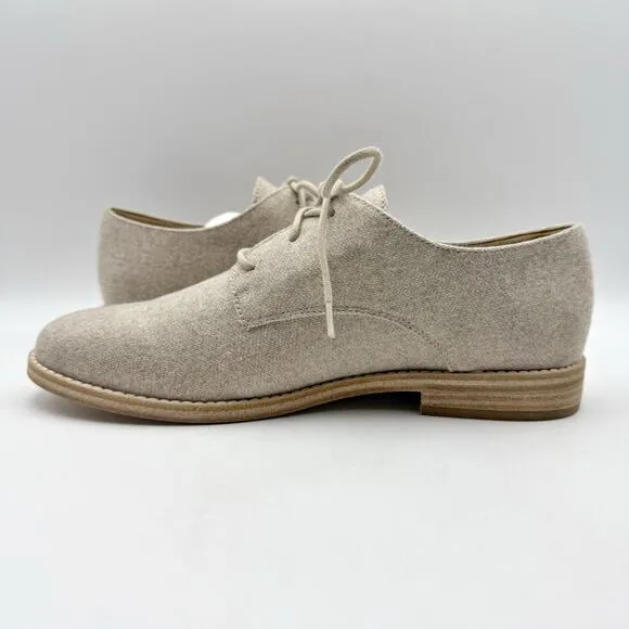 Eileen Fisher Womens Harlow Oxford Shoes US 7.5 M EU 38 Beige Oat Fabric NIB