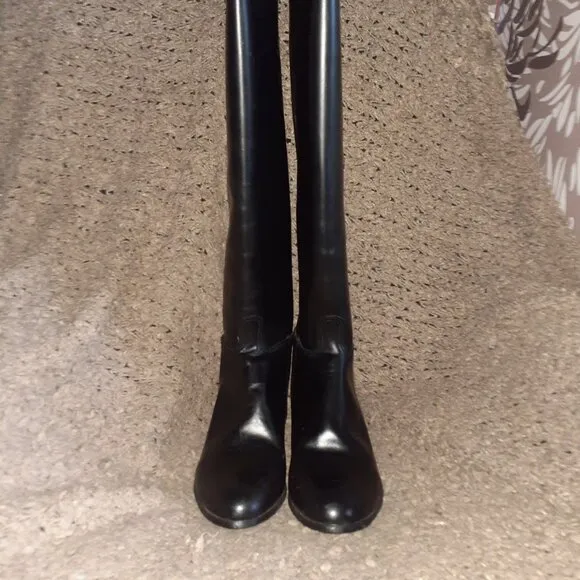 EQUESTRIAN RIDING BOOTS-Black Leather/Lined (Top)-21.25&quot; Tall-Size 8.5 Men-NWOB