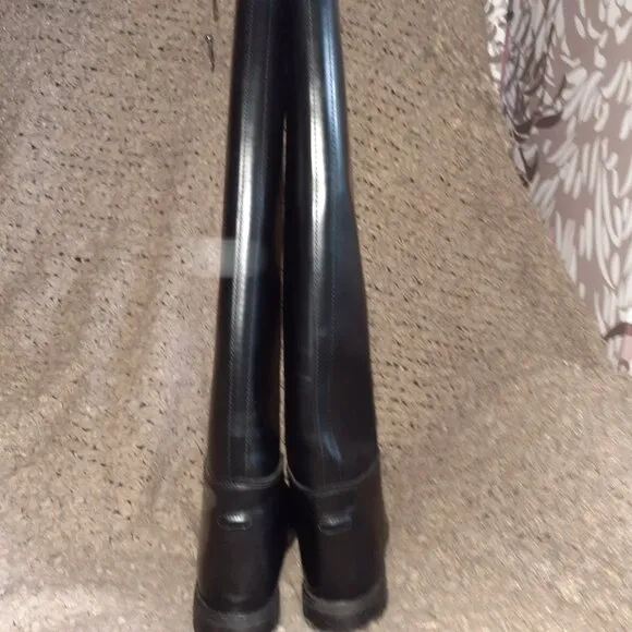 EQUESTRIAN RIDING BOOTS-Black Leather/Lined (Top)-21.25&quot; Tall-Size 8.5 Men-NWOB