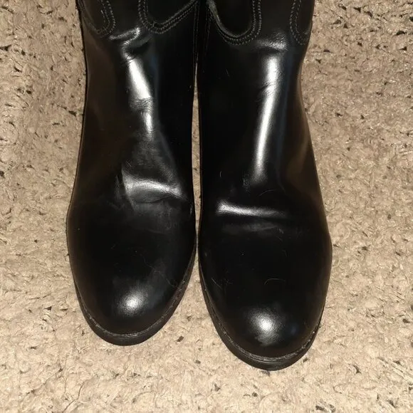 EQUESTRIAN RIDING BOOTS-Black Leather/Lined (Top)-21.25&quot; Tall-Size 8.5 Men-NWOB
