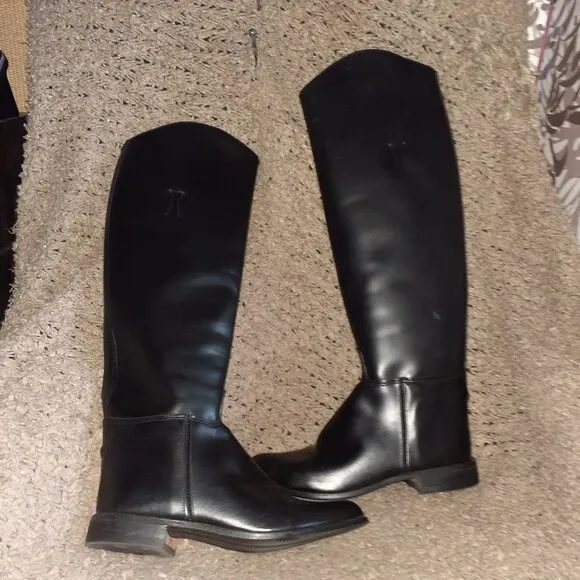EQUESTRIAN RIDING BOOTS-Black Leather/Lined (Top)-21.25&quot; Tall-Size 8.5 Men-NWOB