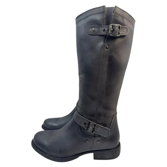Eric Michael Women's Grey Leather Tall Montana Boots Size 39