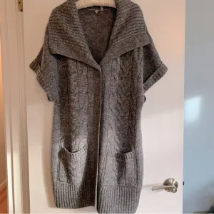 EUC! Caslon sweater cardigan vest large L gray grey shawl collar lapel like new