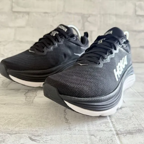 EUC Hoka Black White Womens Gaviota 5 Walking Running Sneakers 8B (Faded Stain)