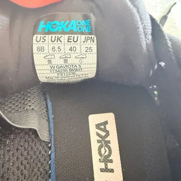 EUC Hoka Black White Womens Gaviota 5 Walking Running Sneakers 8B (Faded Stain)