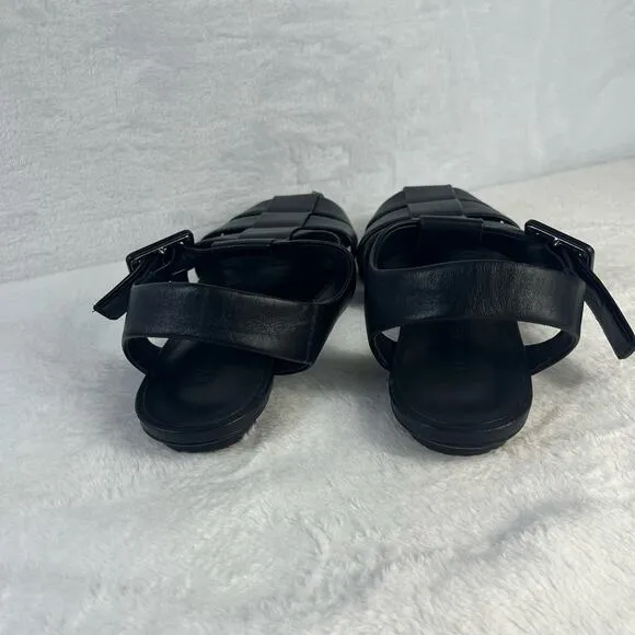 Everlane The Day Leather Fisherman Sandals Black Size 7 Low Round Heel NEW