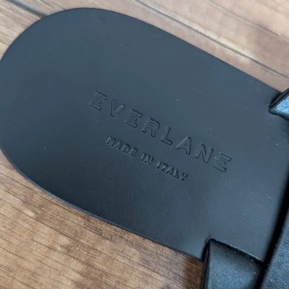 EVERLANE The Day Slide Black Leather Sandals Flip Flops Black  7.5