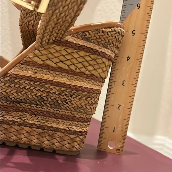 EXE Braided Tan Platform Sandals
