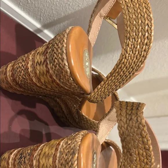 EXE Braided Tan Platform Sandals