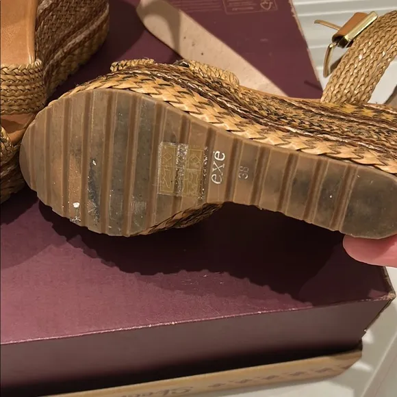 EXE Braided Tan Platform Sandals