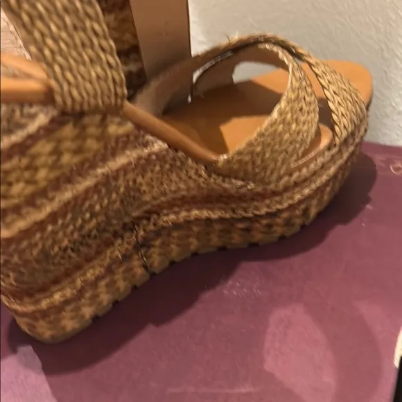 EXE Braided Tan Platform Sandals