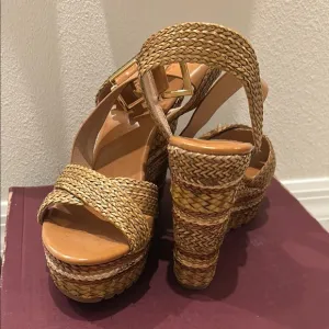 EXE Braided Tan Platform Sandals