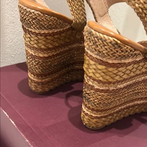 EXE Braided Tan Platform Sandals