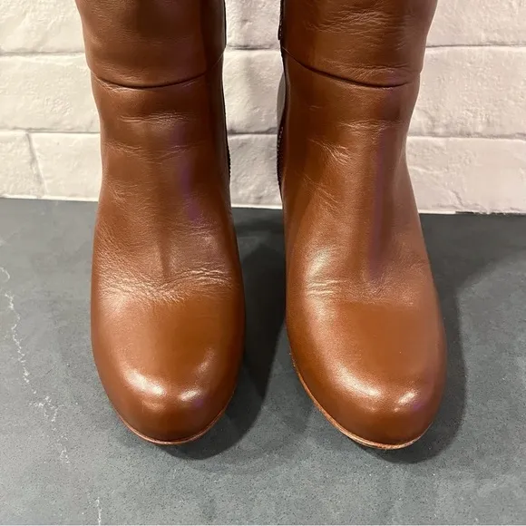 Faconnable sz 36 US 5.5-6 saddle brown leather tall heeled boots