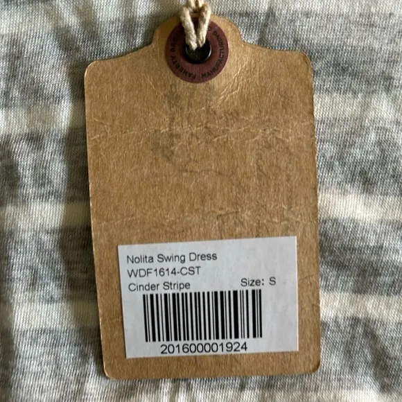 Faherty Nolita Tee Shirt Dress Soft Relaxed Swing Cinder Stripe Gray/White S NWT