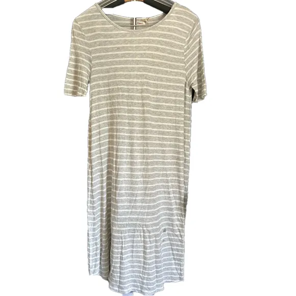Faherty Nolita Tee Shirt Dress Soft Relaxed Swing Cinder Stripe Gray/White S NWT
