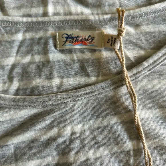 Faherty Nolita Tee Shirt Dress Soft Relaxed Swing Cinder Stripe Gray/White S NWT