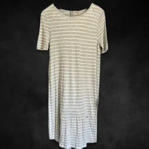 Faherty Nolita Tee Shirt Dress Soft Relaxed Swing Cinder Stripe Gray/White S NWT