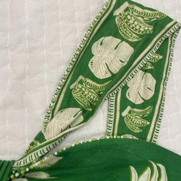 Farm Rio Green Lace Monsteras Mini Dress