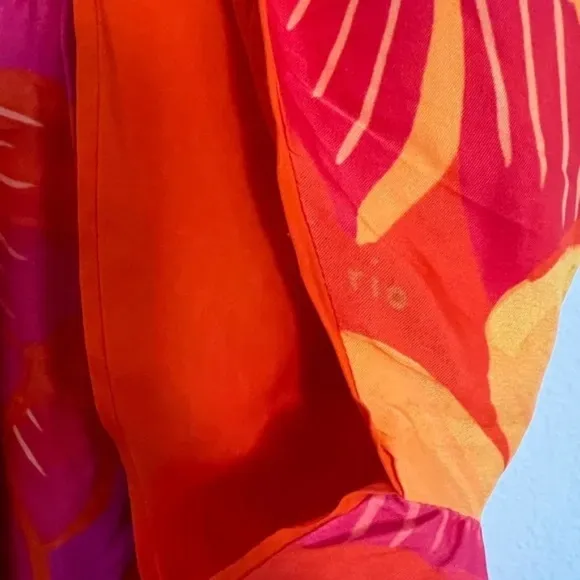 Farm Rio Womens Summer Garden Ombre Maxi Dress Large Pink &amp; Orange FarmRio NWT