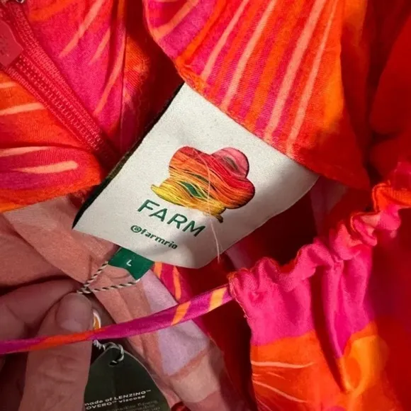 Farm Rio Womens Summer Garden Ombre Maxi Dress Large Pink &amp; Orange FarmRio NWT