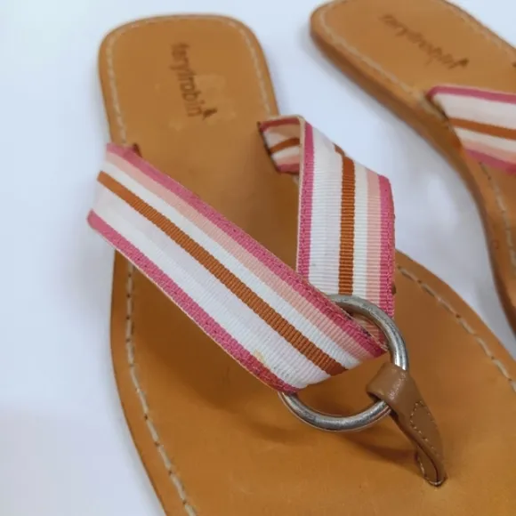 Farylrobin Leather &amp;  Ribbon Flip Flop Thong Sandals