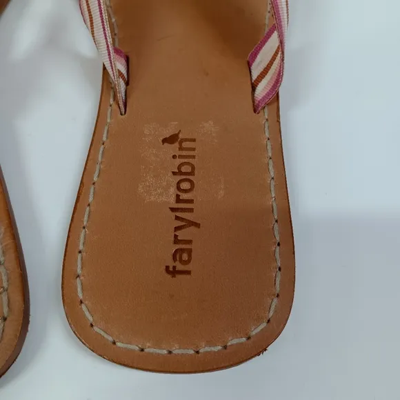 Farylrobin Leather &amp;  Ribbon Flip Flop Thong Sandals