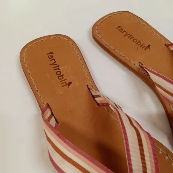 Farylrobin Leather &amp;  Ribbon Flip Flop Thong Sandals