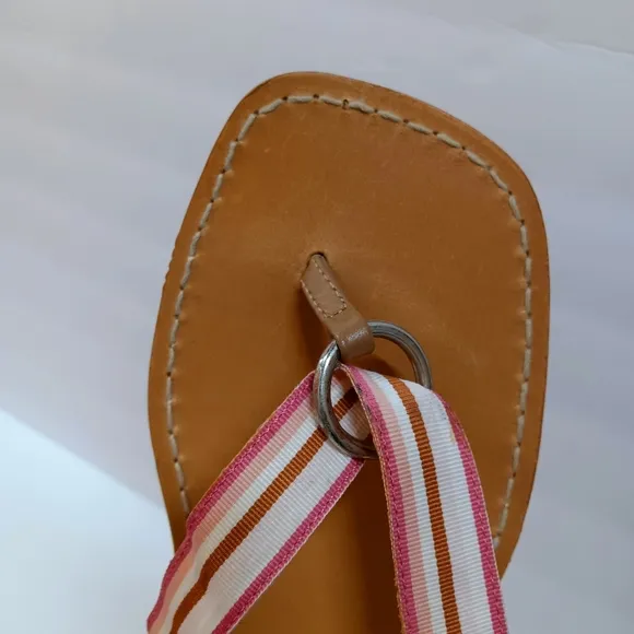 Farylrobin Leather &amp;  Ribbon Flip Flop Thong Sandals