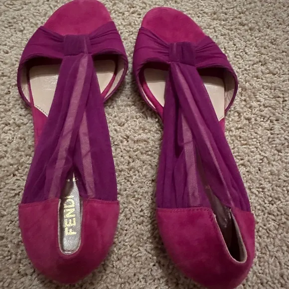 Fendi Pink Sandals with Ankle Wrap and Cut-Out Design