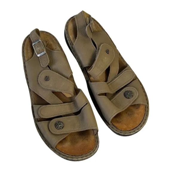 Finn Comfort Gomera Tan Sandals Adjustable Straps 38 7.5