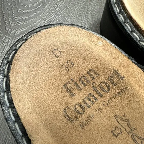 Finn Comfort Jamaica Volcano Pewter Metallic Leather Women Sandals Size8.5-9/39D