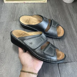 Finn Comfort Jamaica Volcano Pewter Metallic Leather Women Sandals Size8.5-9/39D