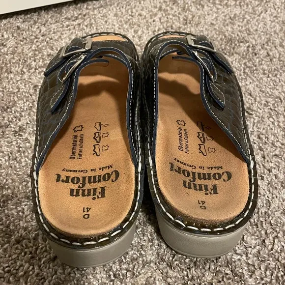 FINN COMFORT Womens Naja Patent Leather Sandals 2 Buckle Strap Size 41 US 10