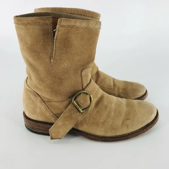 Fiorentini   Baker Eli Eternity Leather Suede Biker Boots Tan Size 7