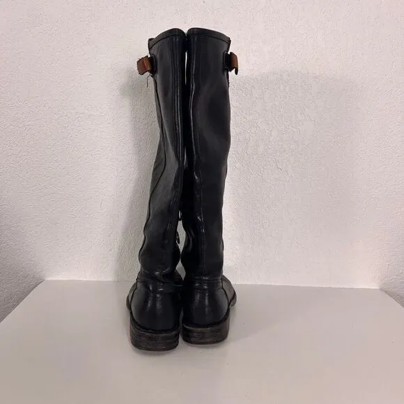 FIORENTINI   BAKER Black Leather Tall Riding Boots