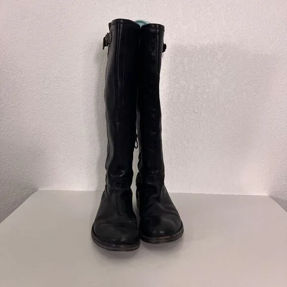 FIORENTINI   BAKER Black Leather Tall Riding Boots