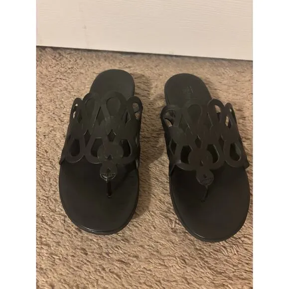 Fitflop Elodie entwined loops black flip flop sandals sz 6