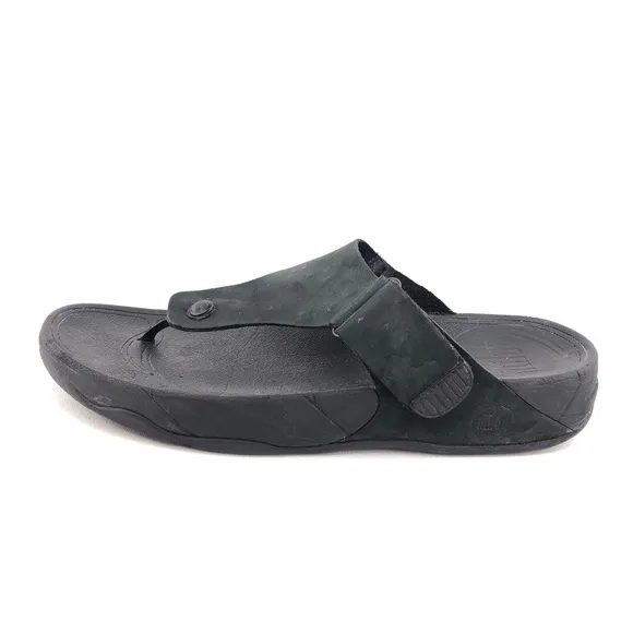 FitFlop Trakk Black Leather Flip Flop Summer Sandals 12