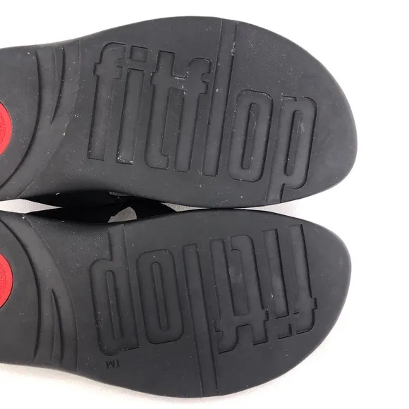 FitFlop Trakk Black Leather Flip Flop Summer Sandals 12
