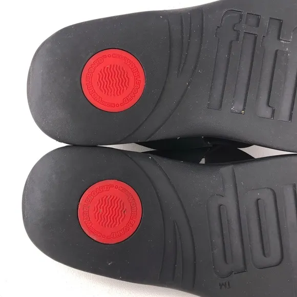 FitFlop Trakk Black Leather Flip Flop Summer Sandals 12
