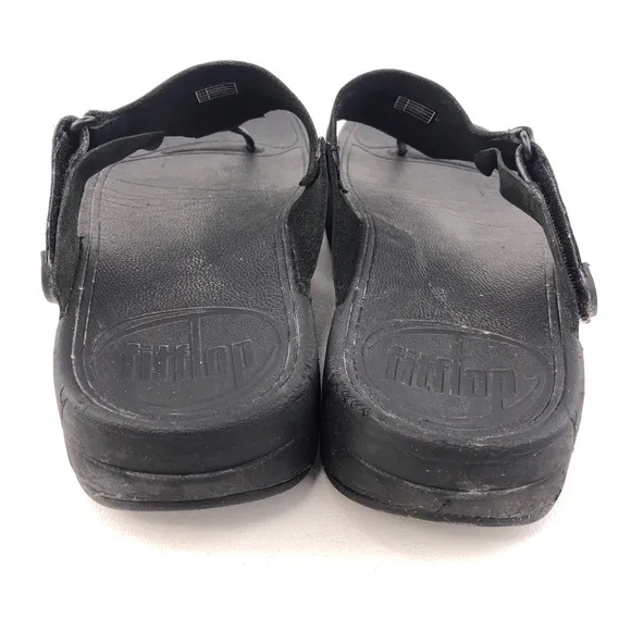 FitFlop Trakk Black Leather Flip Flop Summer Sandals 12