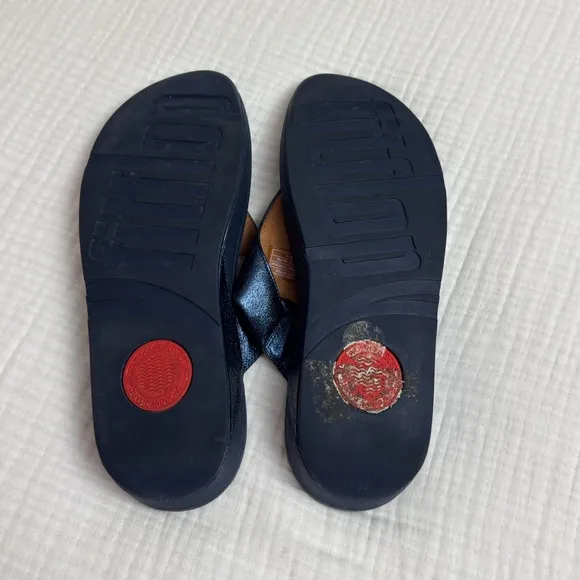 FITFLOP Womens LULU Navy Blue Sandals Summer Classic Comfort Size US 11