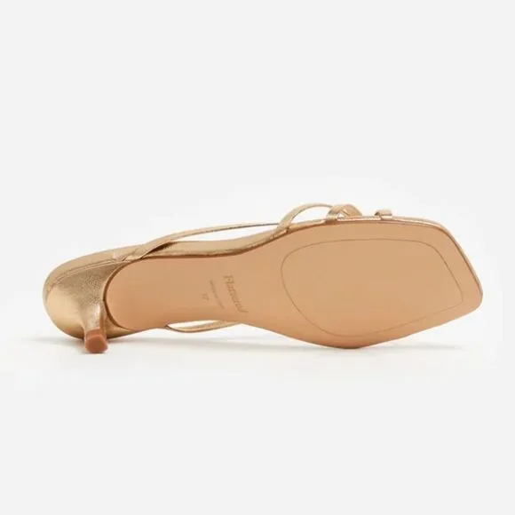 Flattered Eunisa Sandals gold metallic high heels shoes strap kitten Revolve 10