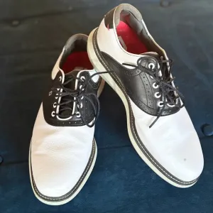 FootJoy 57924 White Black Saddle Golf Shoes Mens 10.5 W Wide Spikeless
