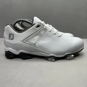 FootJoy Tour X Men's Size 9 (W) WIDE Golf Shoes White Spikes Lace Up Waterproof