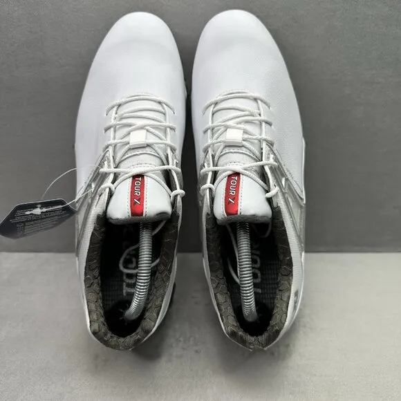 FootJoy Tour X Men's Size 9 (W) WIDE Golf Shoes White Spikes Lace Up Waterproof