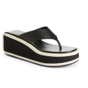 Frame Denim Le Ocean Wedge Platform Flip Flops Sandals in Noir Multi 39
