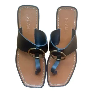 FRAME Le Brentwood Black Leather Sandals Size 37.5
